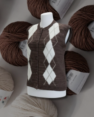 Kahve Baklava Desen Yelek Kiti