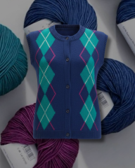 Mavi Baklava Desen Yelek Kiti