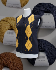 Lacivert Baklava Desen Yelek Kiti