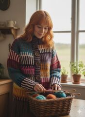 Etrofil El Örgüsü Renkli Hırka