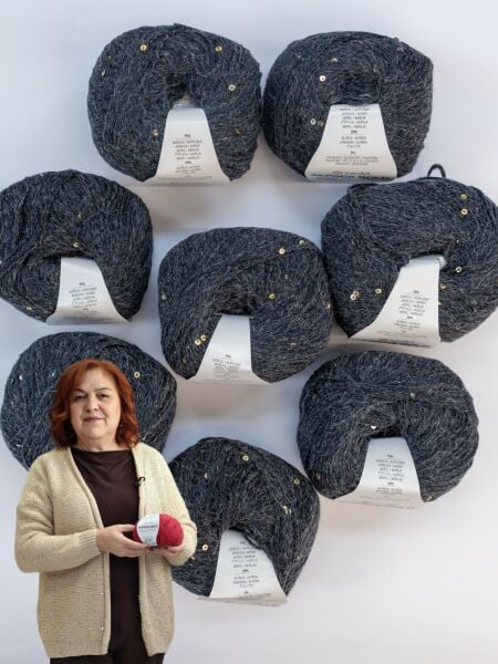 YarnArt Alpaca Gold Pailettes Antrasit Hırka Kiti