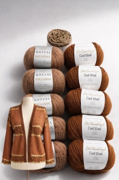 Tarçın Hırka Kiti 38-40 Beden Tarçın