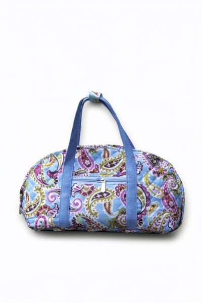 Mavi Şal Desenli Örgü Çantası