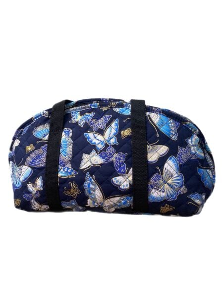 Mavi Kelebekli Desenli Örgü Çantası