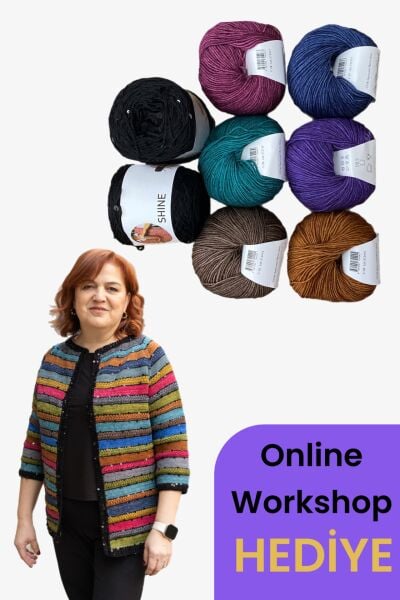 Cool Wool Çizgili Hırka Kiti Workshop Hediyeli