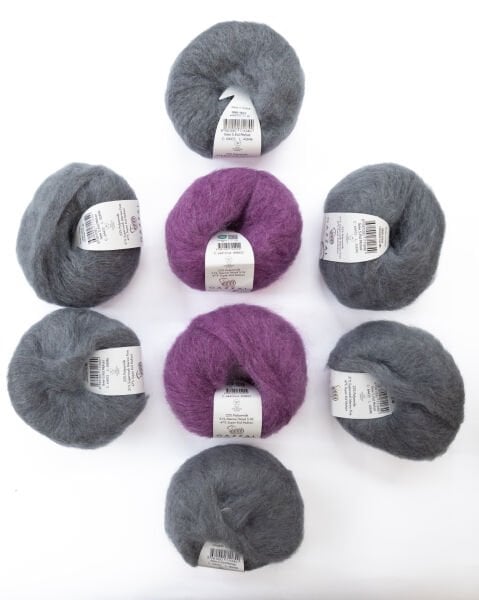 Gazzal Mohair Ajurlu Hırka Kiti Gri Mor