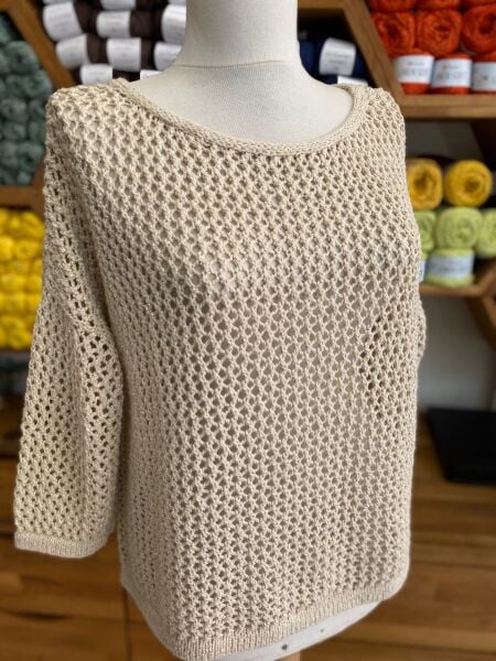 File Örgü Bluz Bej