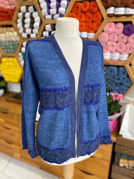 Lacivert Ajurlu Hırka