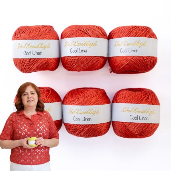 Cool Linen Motif Bluz Kiti Kırmızı