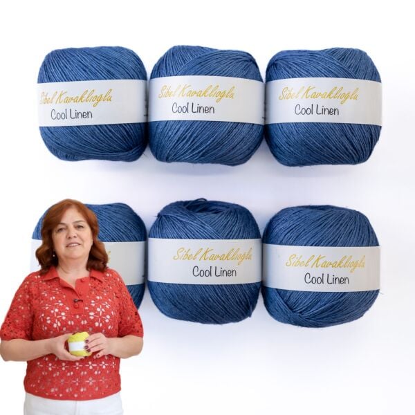 Cool Linen Motif Bluz Kiti Mavi