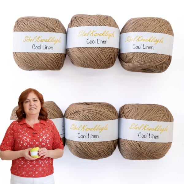 Cool Linen Motif Bluz Kiti Kahve
