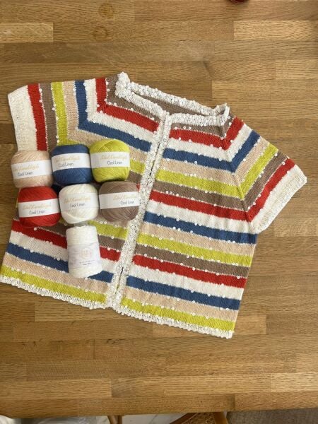 Cool Linen Pullu İplik Hırka Kiti 40-42 Beden - Workshop Dahil