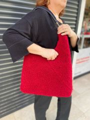 Curly Alpaca Zarf Çanta Kırmızı