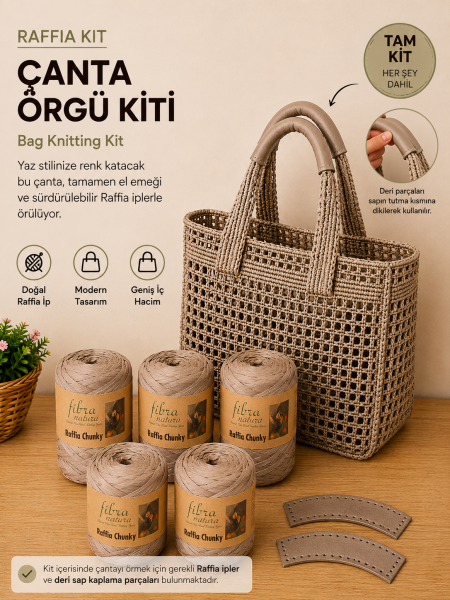 Raffia Çanta Kiti - Naturel