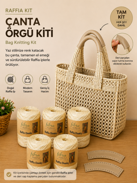 Raffia Çanta Kiti - Bej