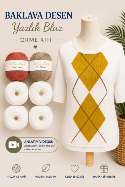 Baklava Desen Yazlık Bluz Örme Kiti
