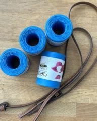 Kahve Saplı Lale Çanta Kiti / Mavi (D24)