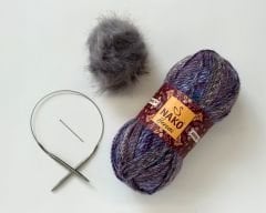Mor Gri Ponpon Bere Full Kit