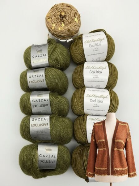 Tarçın Hırka Kiti 38-40 Beden Yeşil