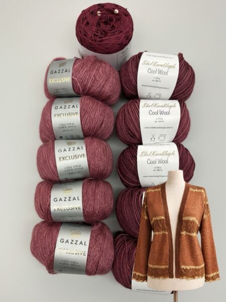 Tarçın Hırka Kiti 38-40 Beden Gül Kurusu