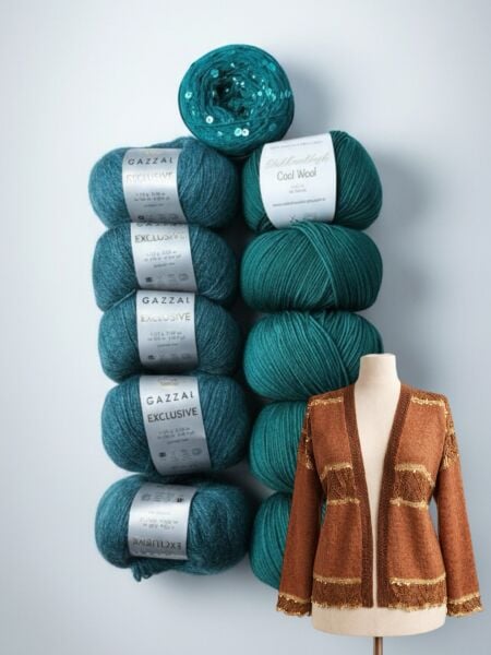 Tarçın Hırka Kiti 38-40 Beden Turkuaz