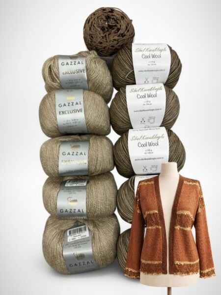 Tarçın Hırka Kiti 38-40 Beden Vizon