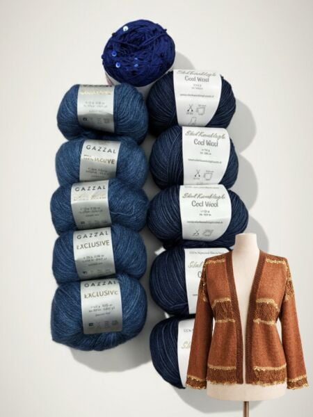 Tarçın Hırka Kiti 38-40 Beden Lacivert