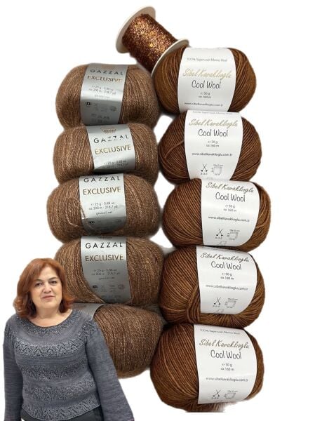 Ajurlu Simli Bluz 38-40 Beden Kahve