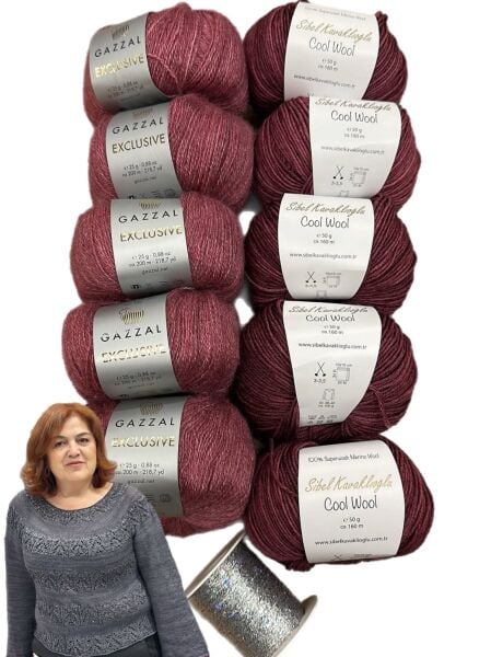 Ajurlu Simli Bluz 38-40 Beden Bordo