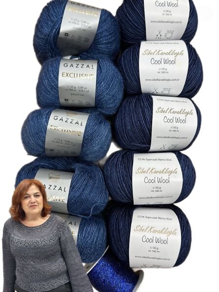 Ajurlu Simli Bluz 38-40 Beden Lacivert