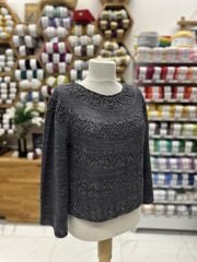 Ajurlu Simli Bluz 38-40 Beden Lacivert