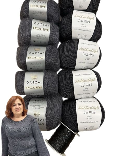 Ajurlu Simli Bluz 38-40 Beden Antrasit